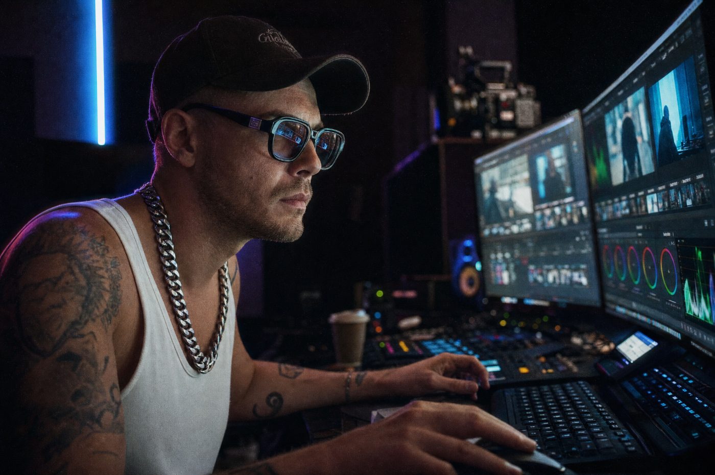 Відеограф монтує матеріал у DaVinci Resolve